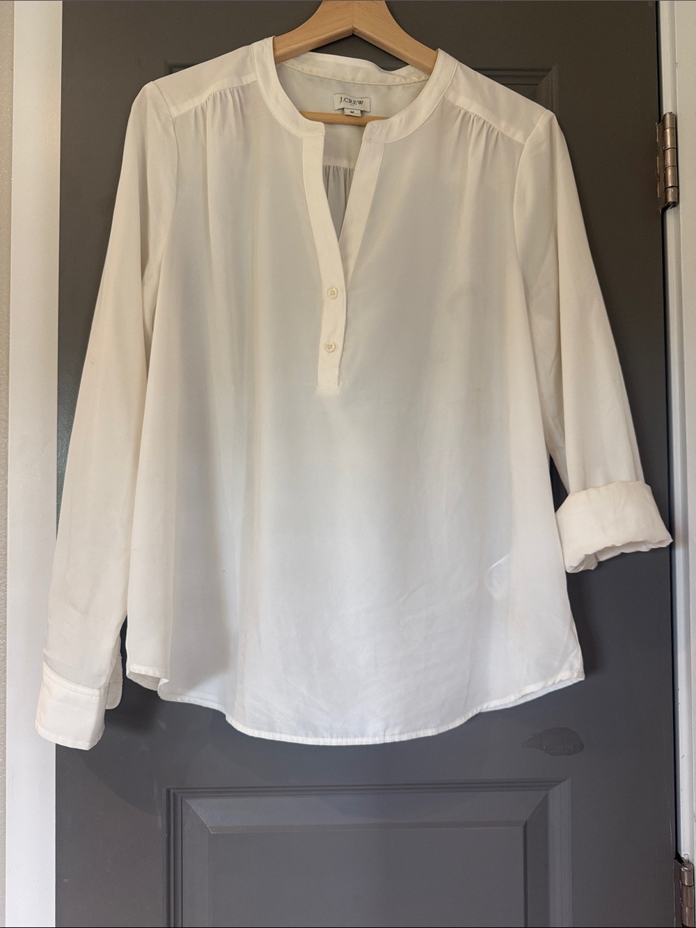 J. Crew Women’s Ivory Split-Neck Pullover Blouse